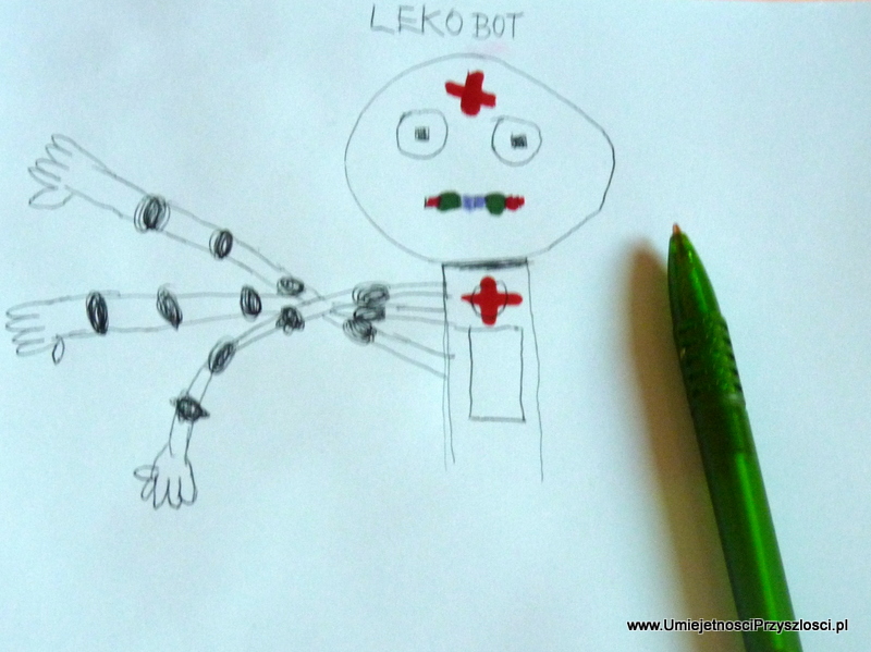 Robot Milana: lekarz wojenny, mający w brzuchu nosze, nazywa się LEKOBOT.